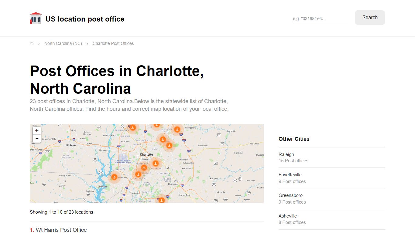 Post Offices in Charlotte, North Carolina - Charlotte Post Offices ...